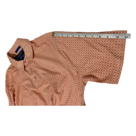 Johnston & Murphy Mens Orange Print Short Sleeve Polo Shirt Size XL Pima Cotton - Picture 11 of 11